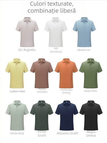 Tricou polo de vară pentru bărbați, mâneci scurte, bumbac cu fibre duble, logo personalizat, guler stil britanic, casual.