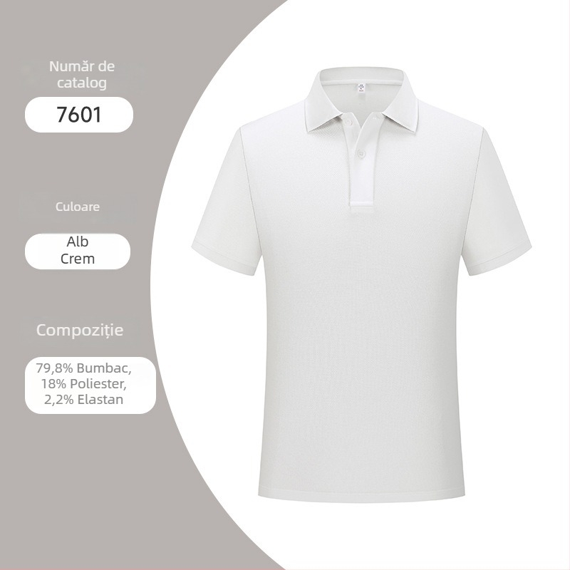 Tricou polo de vară pentru bărbați, mâneci scurte, bumbac cu fibre duble, logo personalizat, guler stil britanic, casual.