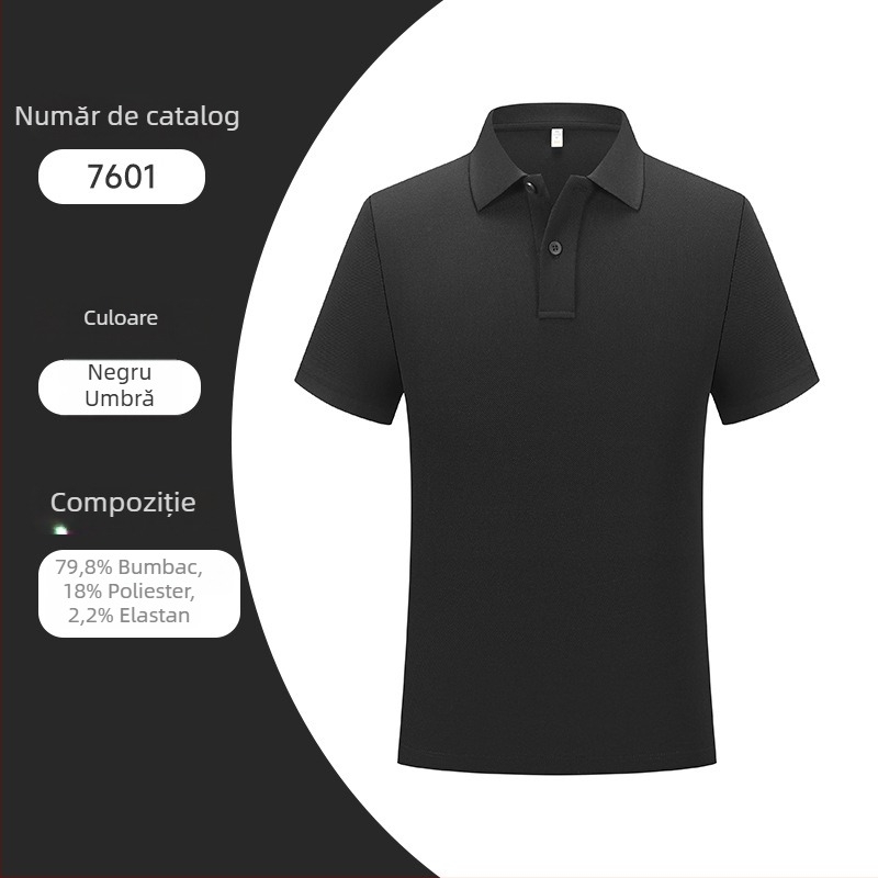 Tricou polo de vară pentru bărbați, mâneci scurte, bumbac cu fibre duble, logo personalizat, guler stil britanic, casual.