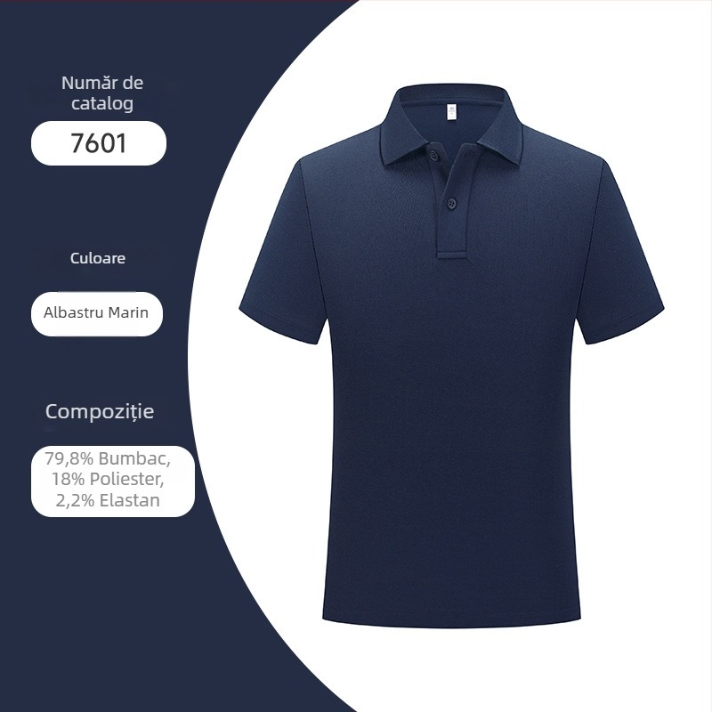 Tricou polo de vară pentru bărbați, mâneci scurte, bumbac cu fibre duble, logo personalizat, guler stil britanic, casual.