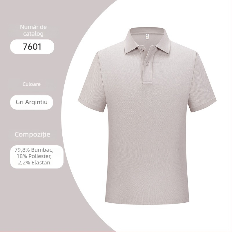 Tricou polo de vară pentru bărbați, mâneci scurte, bumbac cu fibre duble, logo personalizat, guler stil britanic, casual.