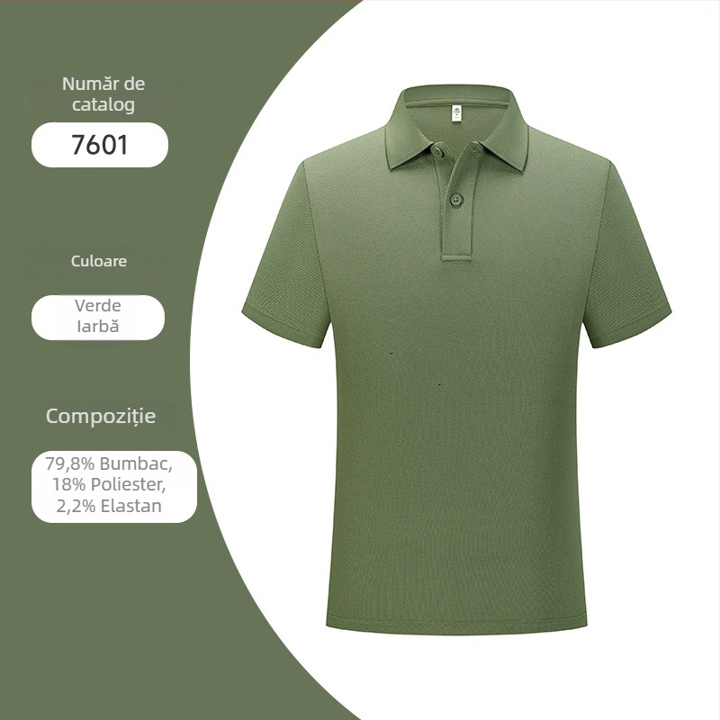 Tricou polo de vară pentru bărbați, mâneci scurte, bumbac cu fibre duble, logo personalizat, guler stil britanic, casual.
