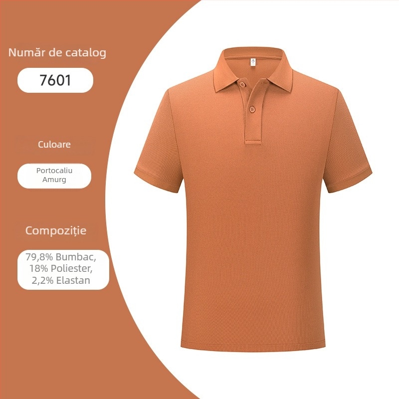 Tricou polo de vară pentru bărbați, mâneci scurte, bumbac cu fibre duble, logo personalizat, guler stil britanic, casual.