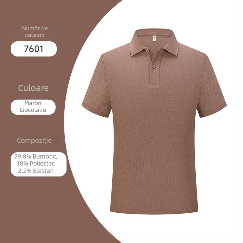 Tricou polo de vară pentru bărbați, mâneci scurte, bumbac cu fibre duble, logo personalizat, guler stil britanic, casual.