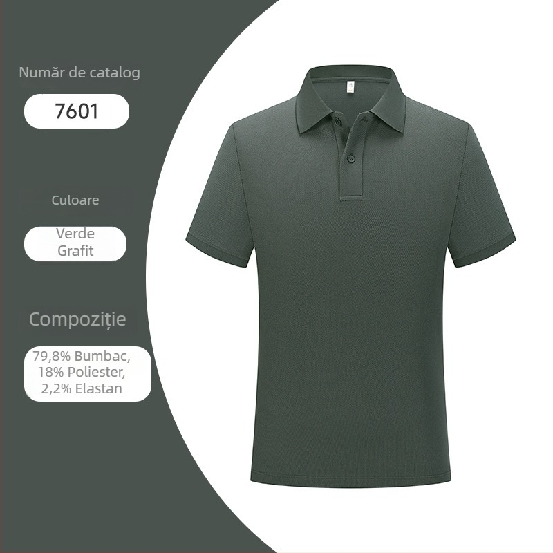 Tricou polo de vară pentru bărbați, mâneci scurte, bumbac cu fibre duble, logo personalizat, guler stil britanic, casual.