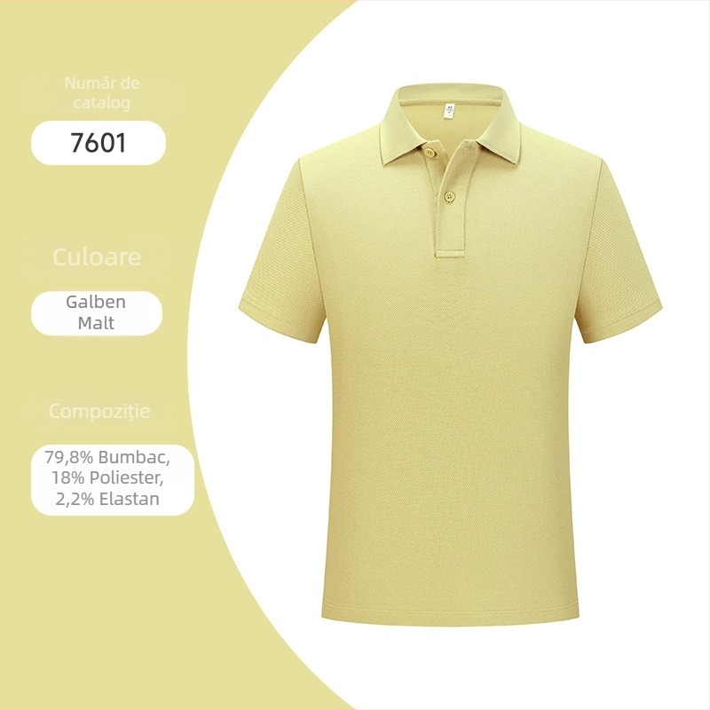 Tricou polo de vară pentru bărbați, mâneci scurte, bumbac cu fibre duble, logo personalizat, guler stil britanic, casual.
