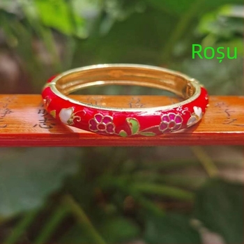Brățară pentru copii în cloisonné, cu design floral deschis, stil etnic pentru fete