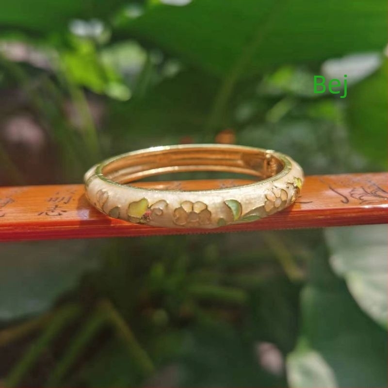 Brățară pentru copii în cloisonné, cu design floral deschis, stil etnic pentru fete