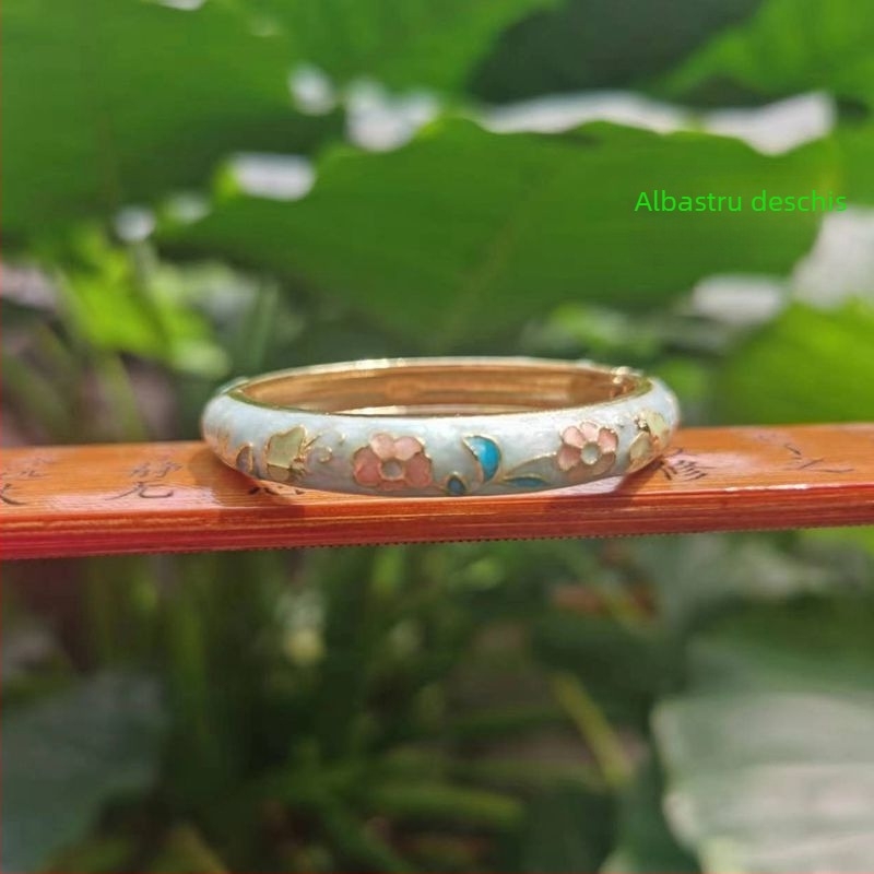 Brățară pentru copii în cloisonné, cu design floral deschis, stil etnic pentru fete