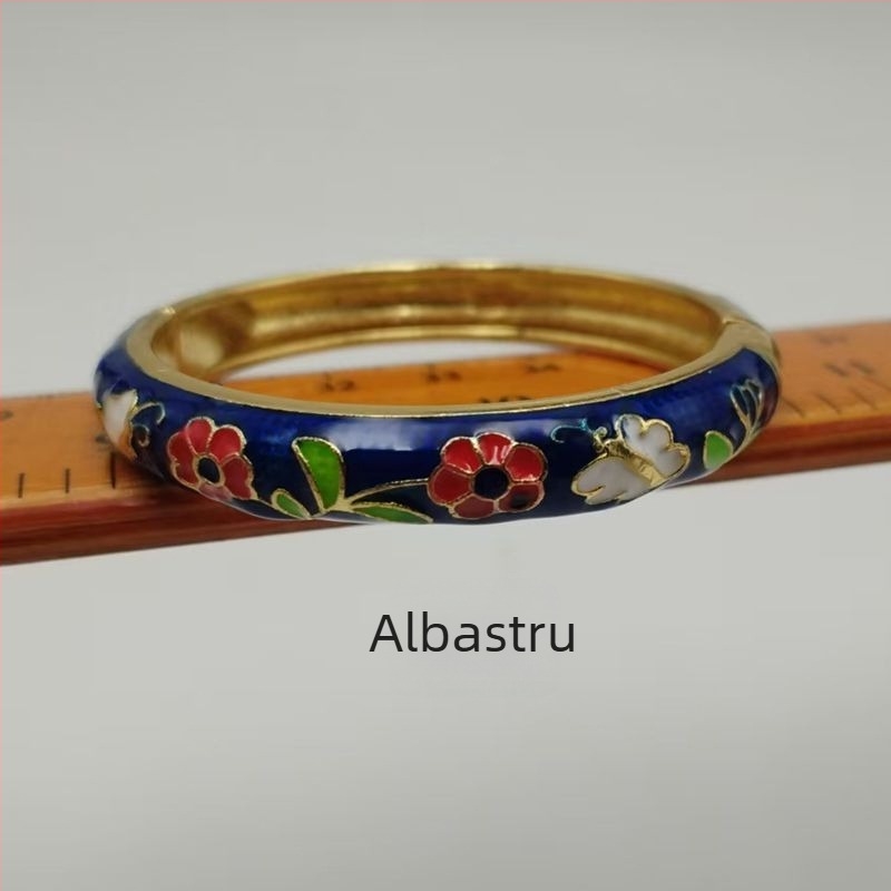 Brățară pentru copii în cloisonné, cu design floral deschis, stil etnic pentru fete