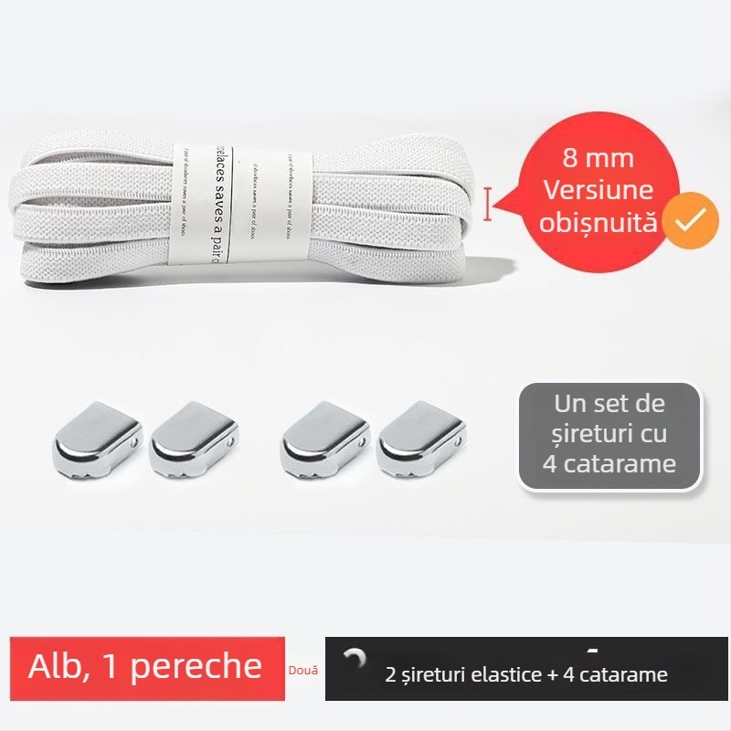 Șireturi fără noduri pentru copii și adulți, șireturi plate elastice cu clips