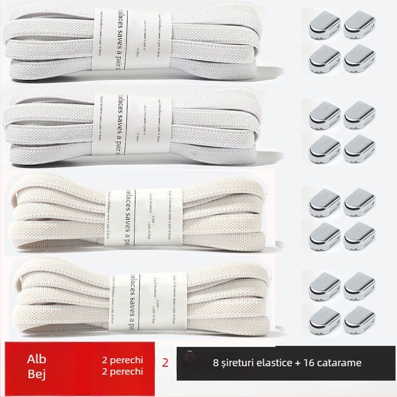 Șireturi fără noduri pentru copii și adulți, șireturi plate elastice cu clips