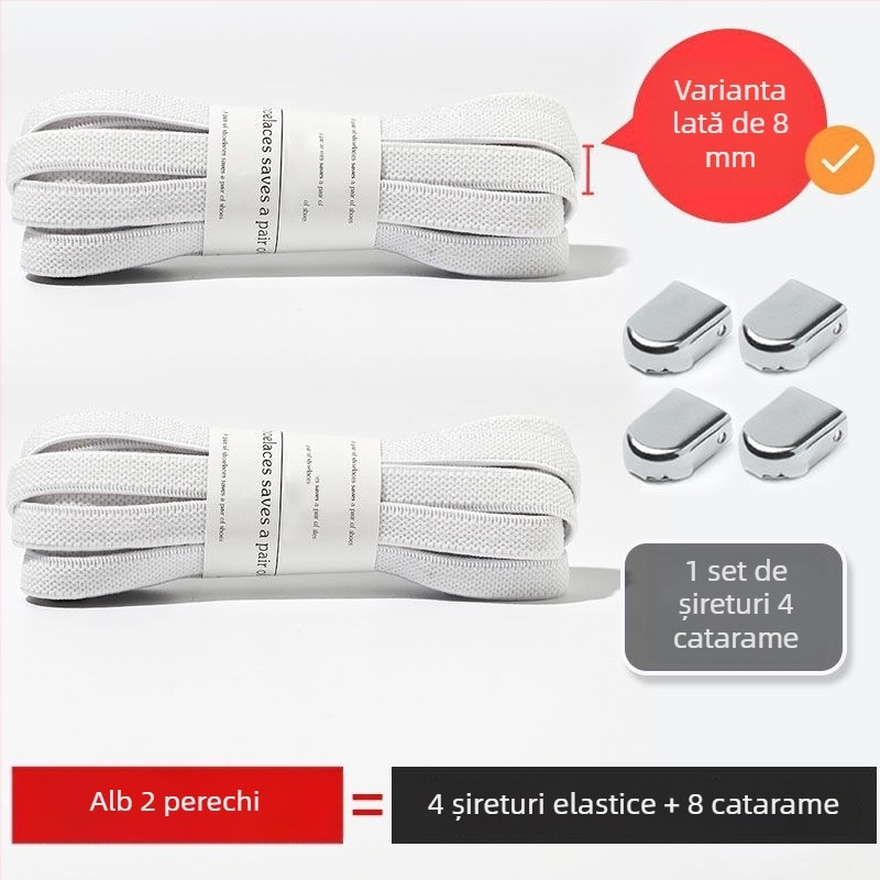 Șireturi fără noduri pentru copii și adulți, șireturi plate elastice cu clips