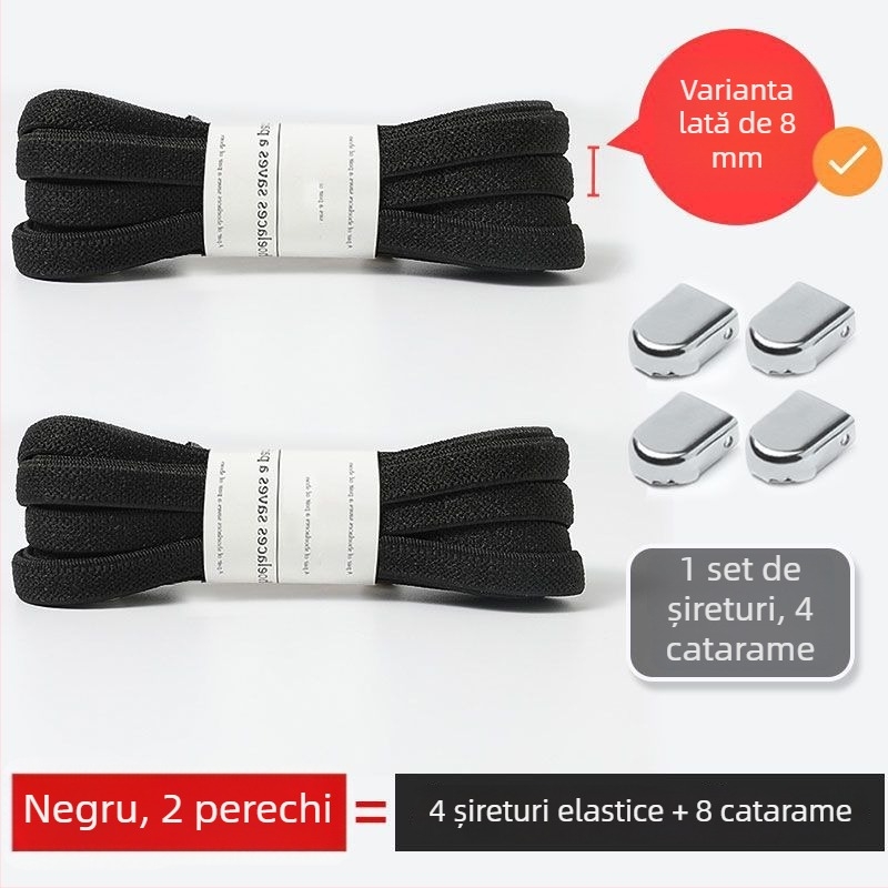 Șireturi fără noduri pentru copii și adulți, șireturi plate elastice cu clips