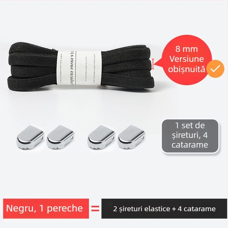 Șireturi fără noduri pentru copii și adulți, șireturi plate elastice cu clips