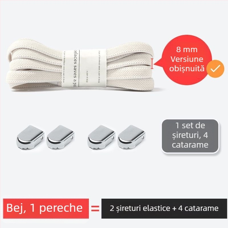 Șireturi fără noduri pentru copii și adulți, șireturi plate elastice cu clips