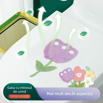 Autocolant din fetru pentru toaletă, pentru baie, tampon autoadeziv gros cu design de desene animate și efect dezodorant