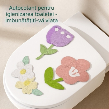 Autocolant din fetru pentru toaletă, pentru baie, tampon autoadeziv gros cu design de desene animate și efect dezodorant