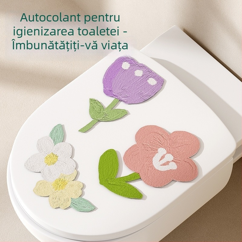 Autocolant din fetru pentru toaletă, pentru baie, tampon autoadeziv gros cu design de desene animate și efect dezodorant