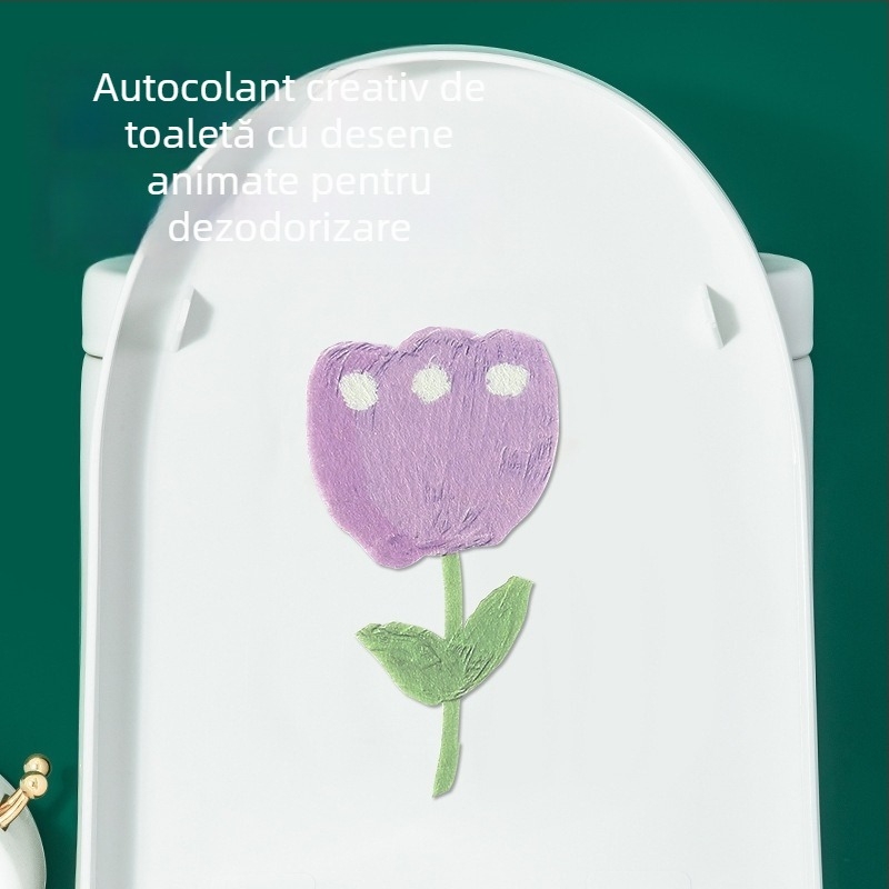 Autocolant din fetru pentru toaletă, pentru baie, tampon autoadeziv gros cu design de desene animate și efect dezodorant