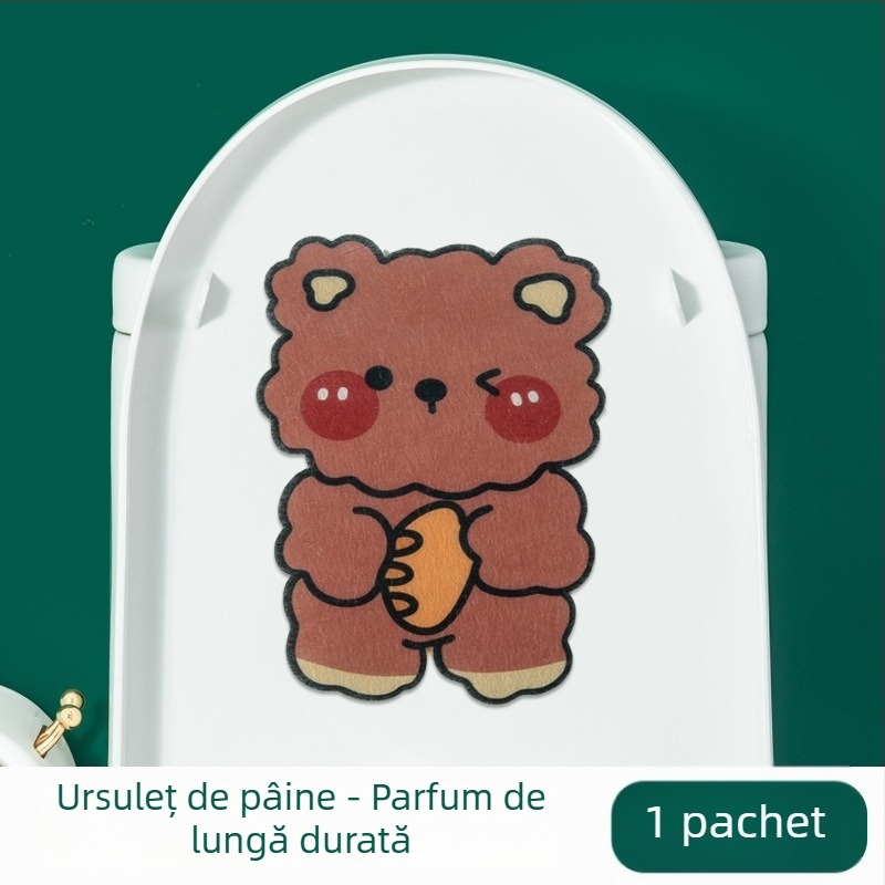 Autocolant din fetru pentru toaletă, pentru baie, tampon autoadeziv gros cu design de desene animate și efect dezodorant