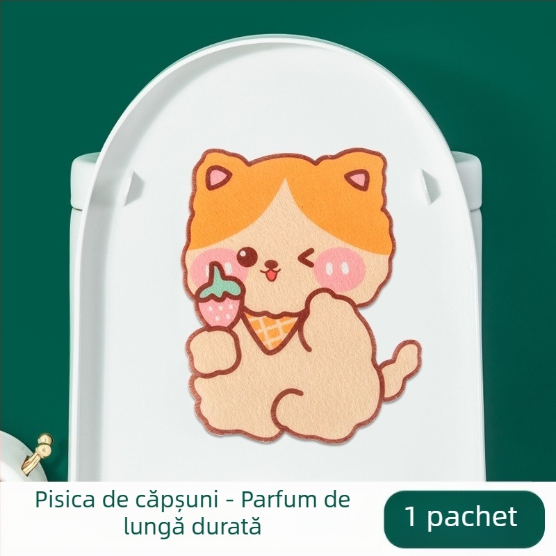 Autocolant din fetru pentru toaletă, pentru baie, tampon autoadeziv gros cu design de desene animate și efect dezodorant