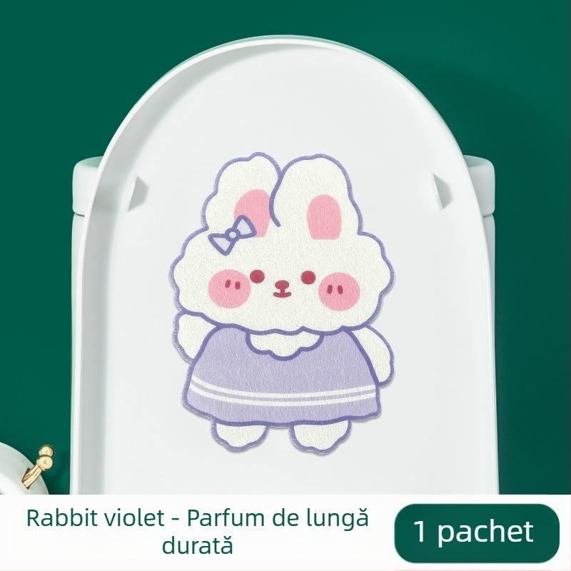 Autocolant din fetru pentru toaletă, pentru baie, tampon autoadeziv gros cu design de desene animate și efect dezodorant
