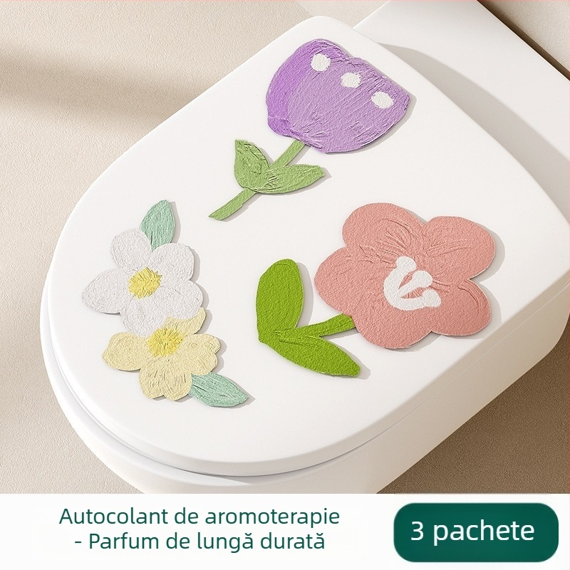 Autocolant din fetru pentru toaletă, pentru baie, tampon autoadeziv gros cu design de desene animate și efect dezodorant