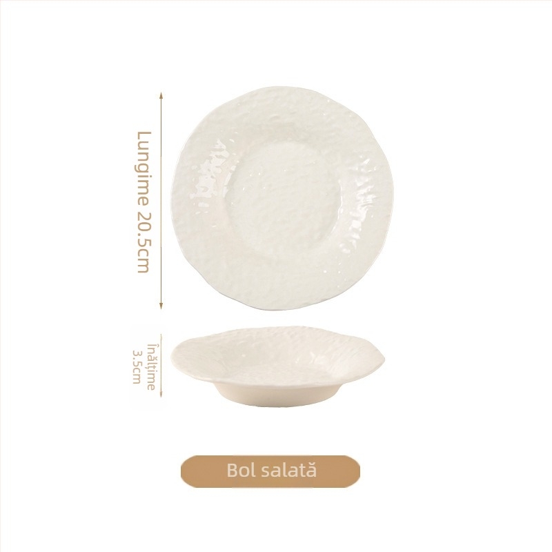 În stil Instagram: farfurie minimalistă, de înaltă calitate pentru paste și bucătărie occidentală; farfurie ceramică pentru supă și salată, în formă de pălărie de paie