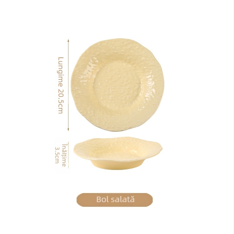 În stil Instagram: farfurie minimalistă, de înaltă calitate pentru paste și bucătărie occidentală; farfurie ceramică pentru supă și salată, în formă de pălărie de paie