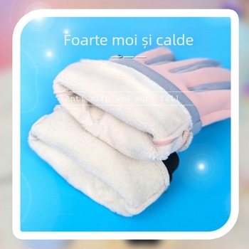 Mănuși de iarnă pentru copii cu căptușeală fleece, moi și calde, ideale pentru ciclism, joacă în zăpadă și schi, cu aderență antiderapantă