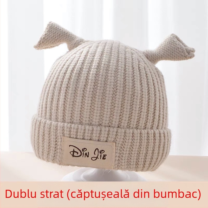 Căciulă tricotată verde pentru iarnă, caldă și drăguță, unisex pentru sugari 6–12 luni, cu protecție pentru urechi