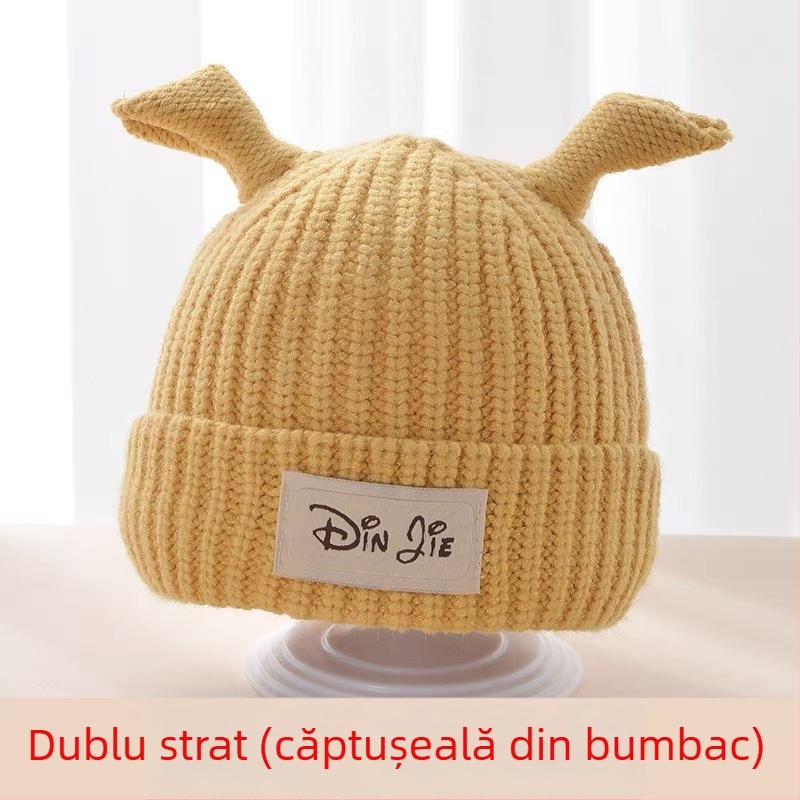 Căciulă tricotată verde pentru iarnă, caldă și drăguță, unisex pentru sugari 6–12 luni, cu protecție pentru urechi