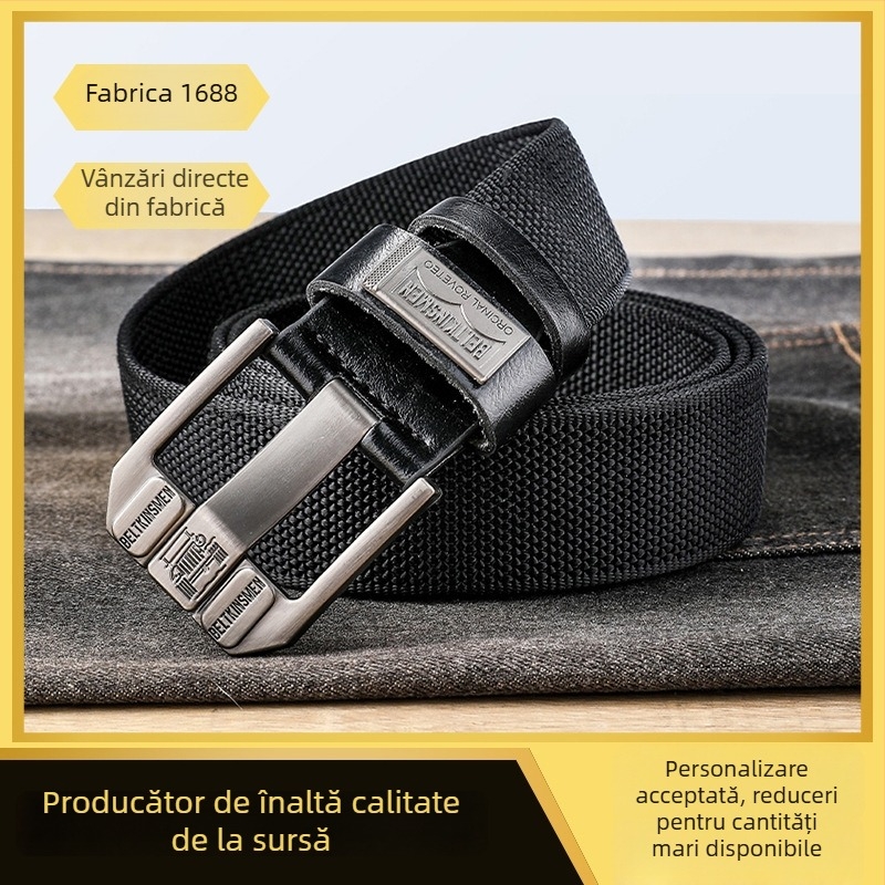 Curea din canvas unisex cu cataramă cu pin, nylon, stil casual vintage, lungime 120 cm