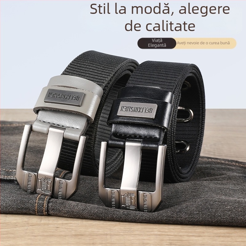 Curea din canvas unisex cu cataramă cu pin, nylon, stil casual vintage, lungime 120 cm