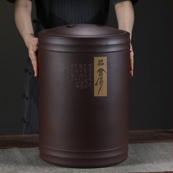 Recipient de ceai Pu'er Yixing Zisha, capacitate mare, vas ceramic pentru depozitare cu capac etanș