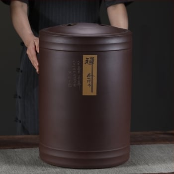 Recipient de ceai Pu'er Yixing Zisha, capacitate mare, vas ceramic pentru depozitare cu capac etanș