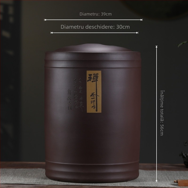 Recipient de ceai Pu'er Yixing Zisha, capacitate mare, vas ceramic pentru depozitare cu capac etanș
