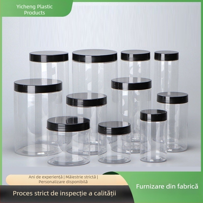 PET recipient transparent cu capac din aluminiu, container îngroșat, transparent pentru bomboane, gustări și miere — etanșare împotriva umezelii