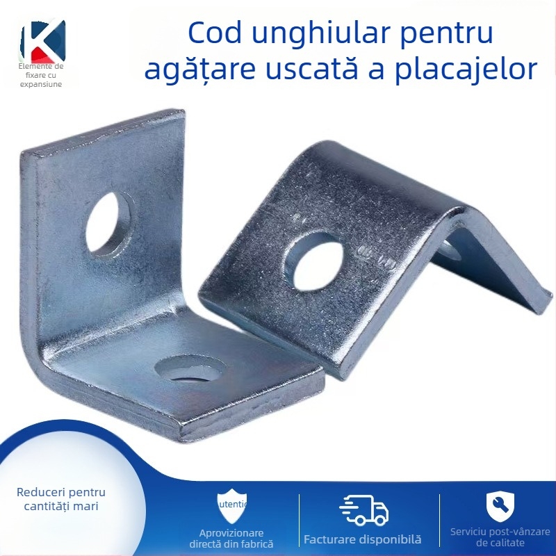 Suport personalizat pentru montaj uscat al fațadei, braț în formă de L, limitator unghi drept, ansamblu anti-seism cu colț îngroșat încastrat
