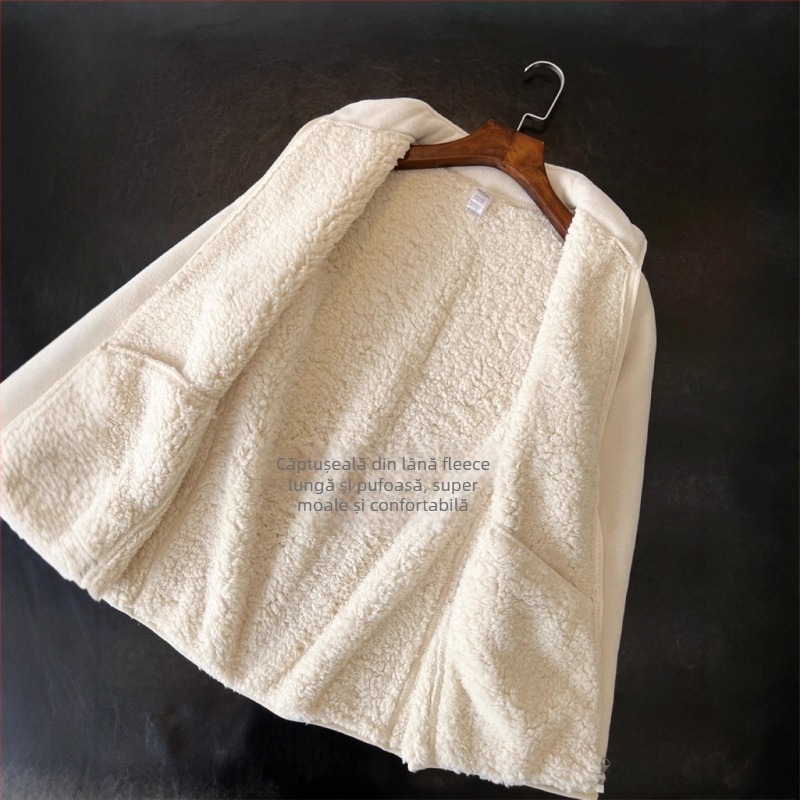 Jachetă din fleece cu două straturi în stil japonez pentru cuplu, cu guler înalt, potrivită atât pentru purtare internă, cât și externă, unisex, model Y1029W