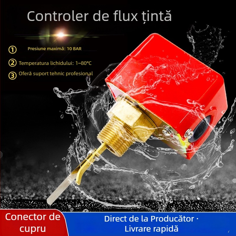 HFS-25 întrerupător de flux de apă cu senzor de debit cupru-roșu, debitmetru din oțel inoxidabil, 1 inch