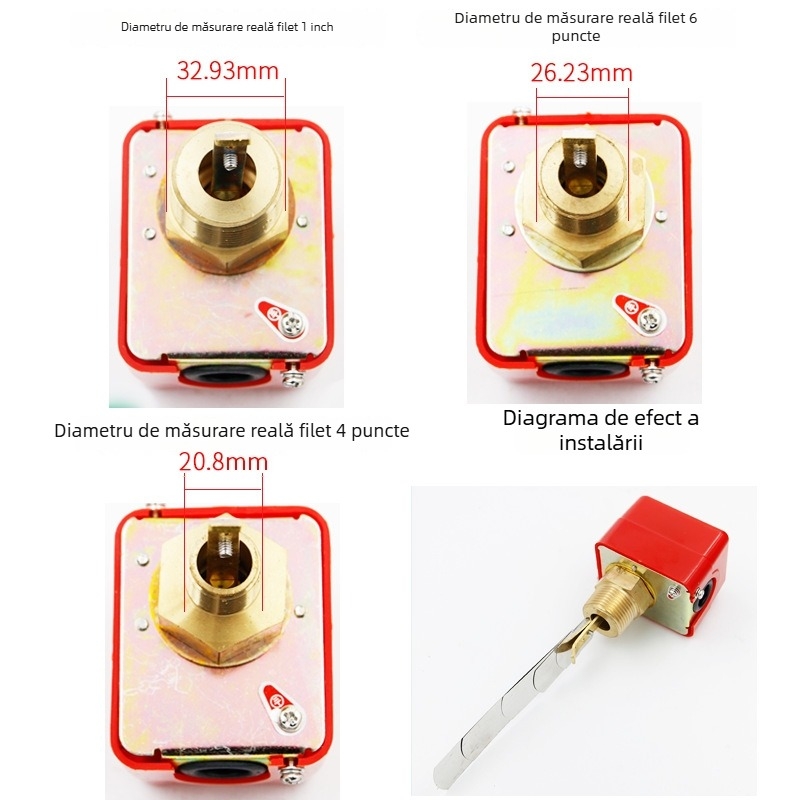 HFS-25 întrerupător de flux de apă cu senzor de debit cupru-roșu, debitmetru din oțel inoxidabil, 1 inch