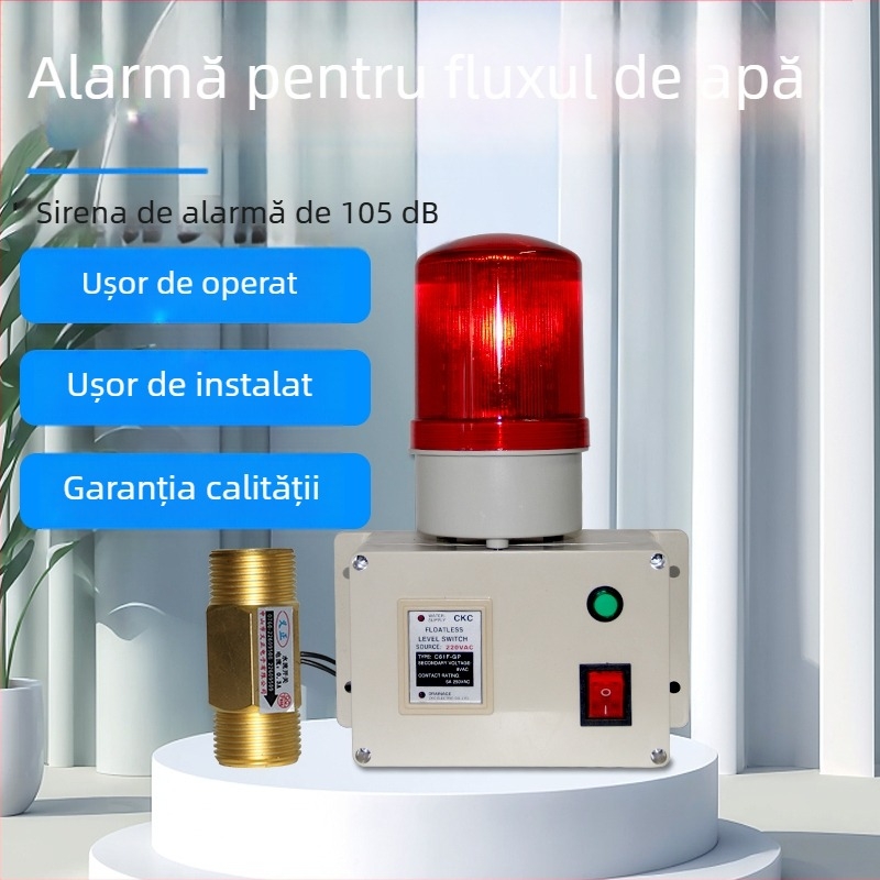 Alarmă de flux de apă și senzor de flux, măsurare a debitului în caz de penurie de apă, afișaj digital