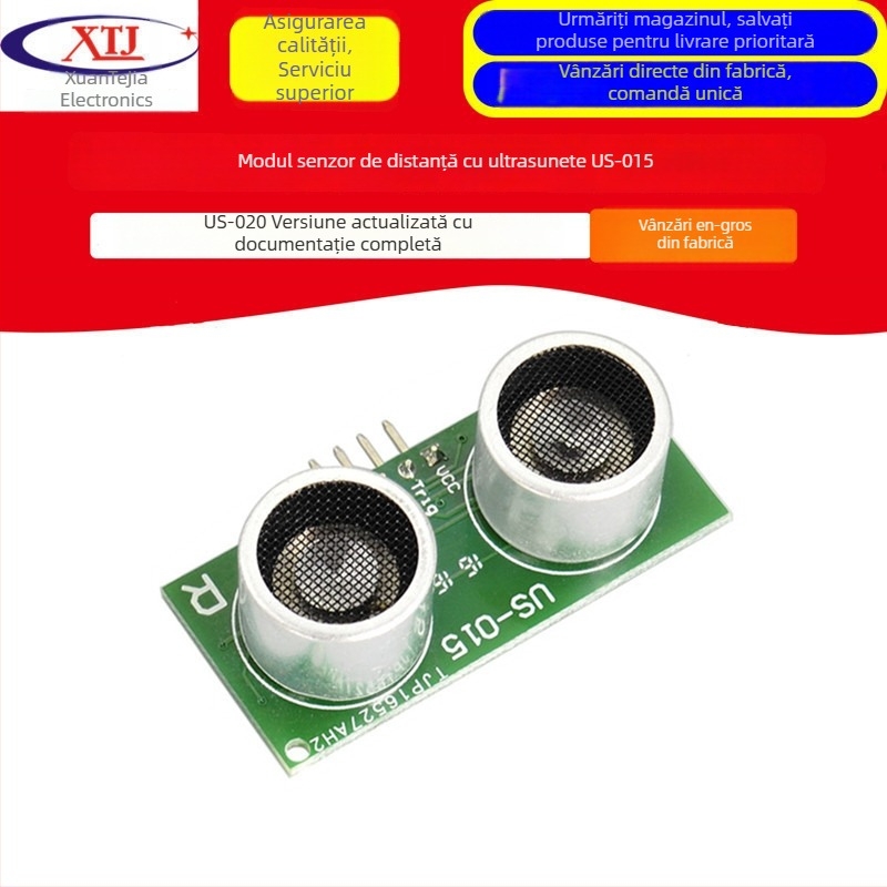 US-015 Modul ultrasonor de măsurare a distanței, senzor ultrasonor, US-020 versiune îmbunătățită, documentație completă