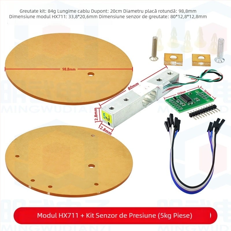 Modul HX711 cu senzor de sarcină – set de senzori pentru cântar electronic 1/5/10/20 kg
