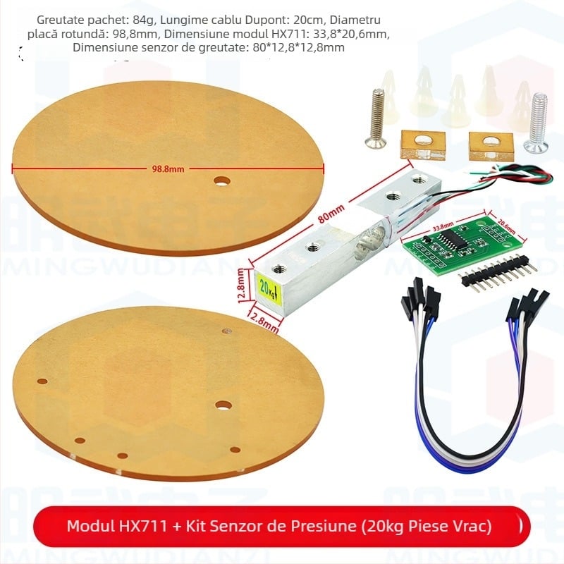 Modul HX711 cu senzor de sarcină – set de senzori pentru cântar electronic 1/5/10/20 kg