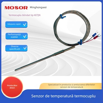 Termocuplă tip K cu sondă protejată, cablu de termocuplă pentru temperaturi înalte, potrivit pentru instrumente industriale