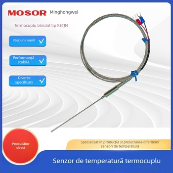 Termocuplă tip K cu sondă protejată, cablu de termocuplă pentru temperaturi înalte, potrivit pentru instrumente industriale