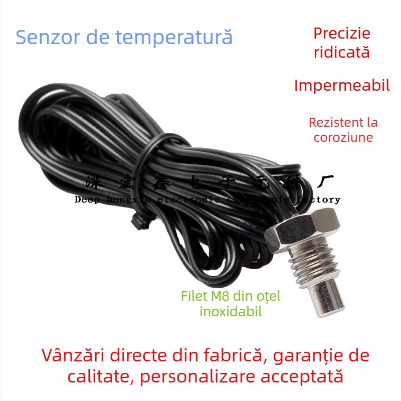 Hongxin NRS Senzor de temperatură NTC-10K3435, din oțel inoxidabil, cu filet M8, precizie înaltă